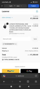 NOSEDIMENT10 coupon verification screenshot