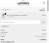 LAZY20 coupon verification screenshot