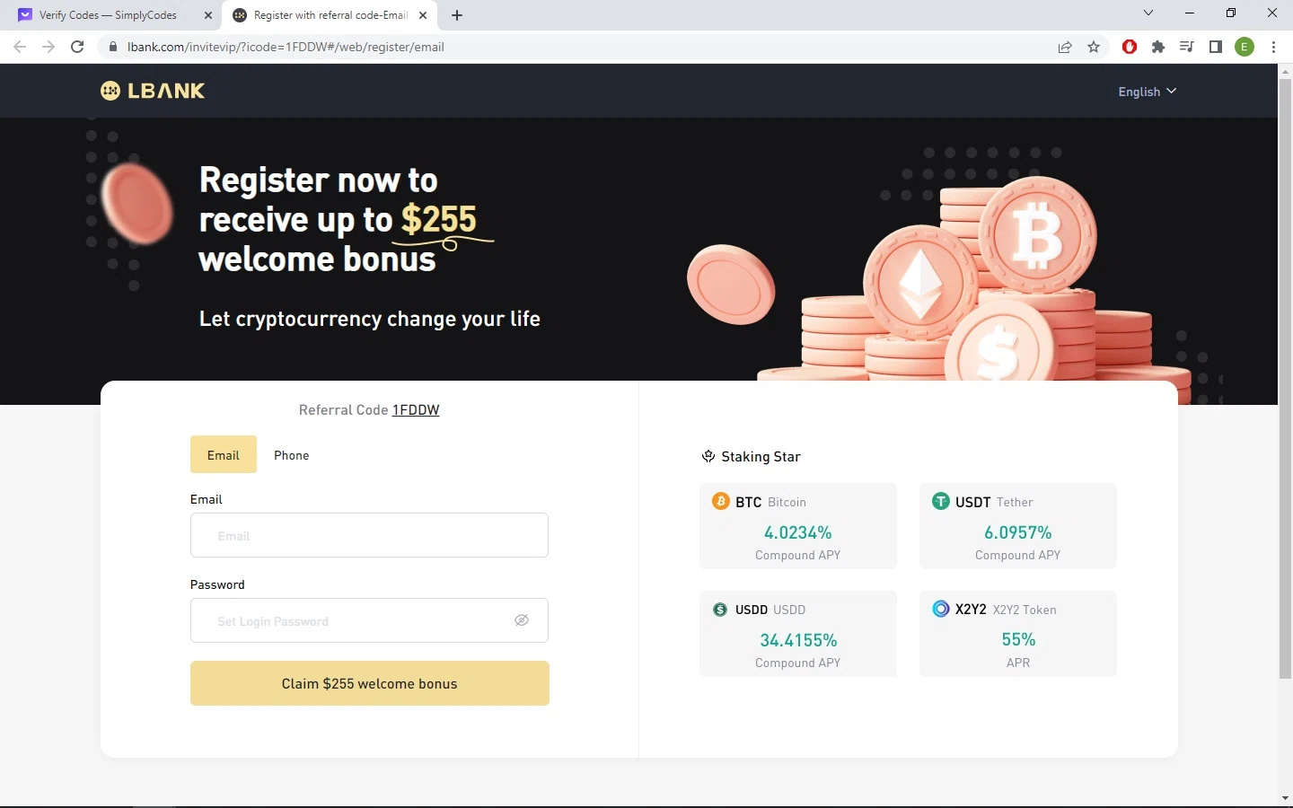 LBank checkout page showing LBank promo code box | Screenshot taken by SimplyCodes community member on May 25, 2023