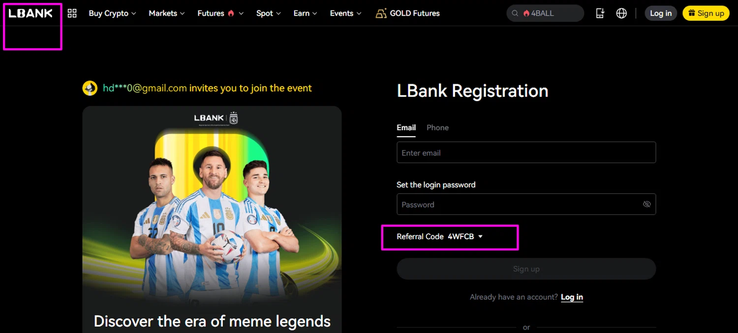 LBank promo code screenshot showing code 4WFCB applied at LBank checkout page. Uploaded by SimplyCodes community member mrdarcy on Feb 8, 2026