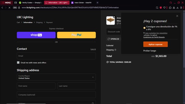 LBC Lighting checkout page showing LBC Lighting promo code box | Screenshot taken by SimplyCodes community member on Apr 26, 2025