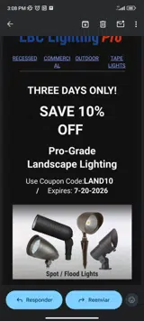 LBC Lighting Pro coupon verification screenshot