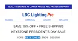 LBC Lighting Pro coupon verification screenshot