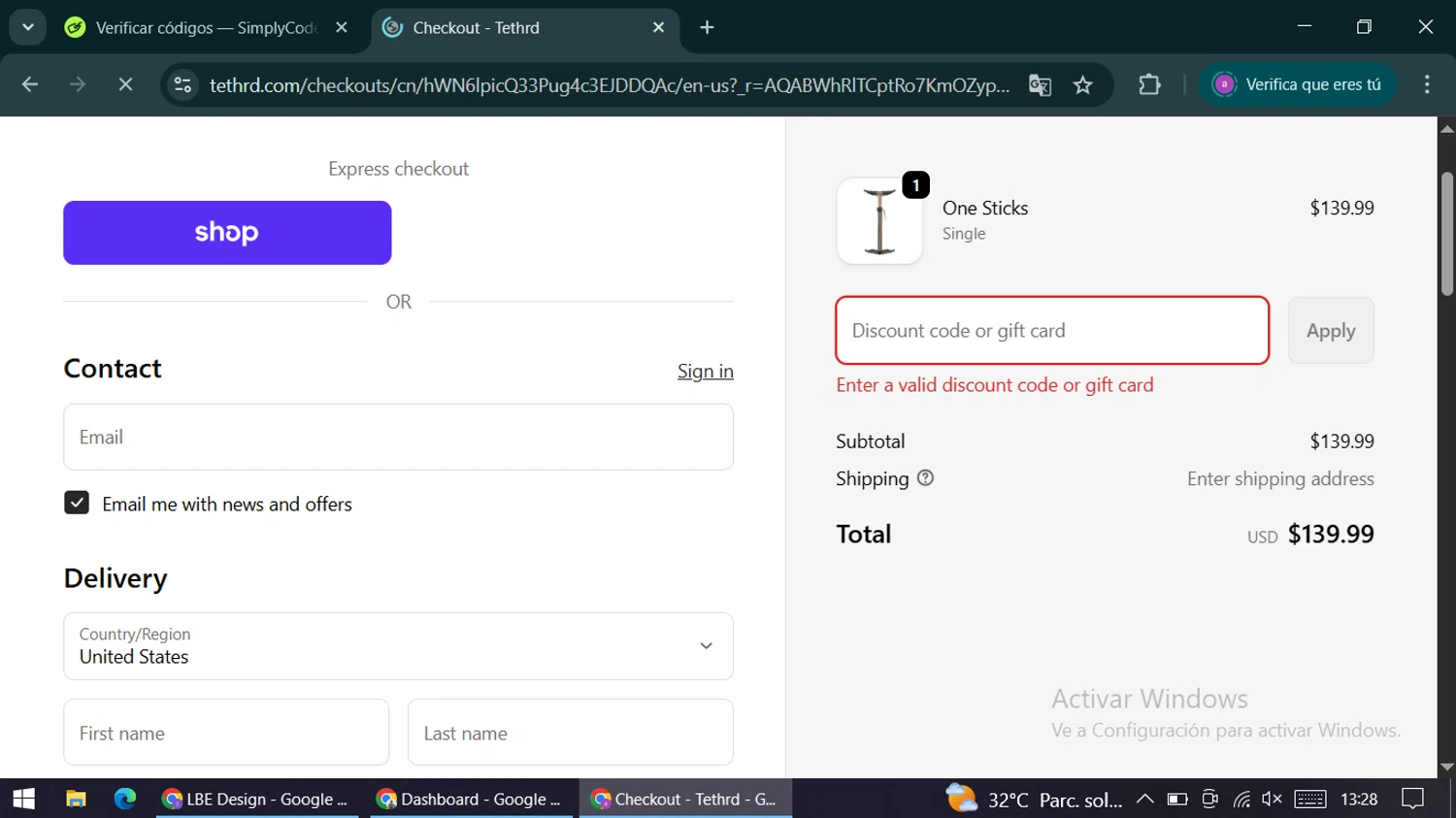 LBE Design promo code screenshot showing code THANKYOU20 applied at LBE Design checkout page. Uploaded by SimplyCodes community member AGP44456545 on Dec 23, 2025