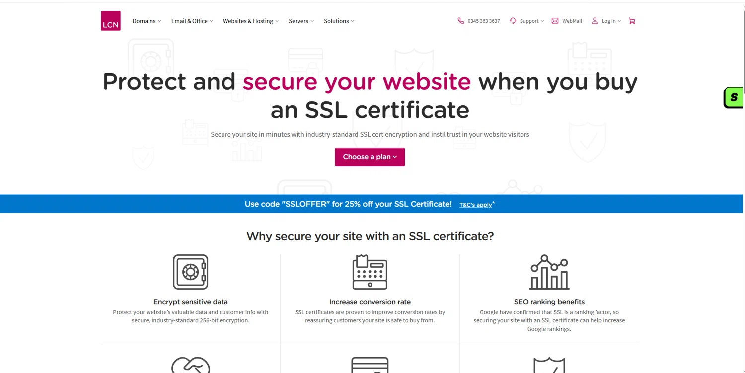 LCN.com promo code screenshot showing code SSLOFFER applied at LCN.com checkout page. Uploaded by SimplyCodes community member suppahdealz on Jul 19, 2025