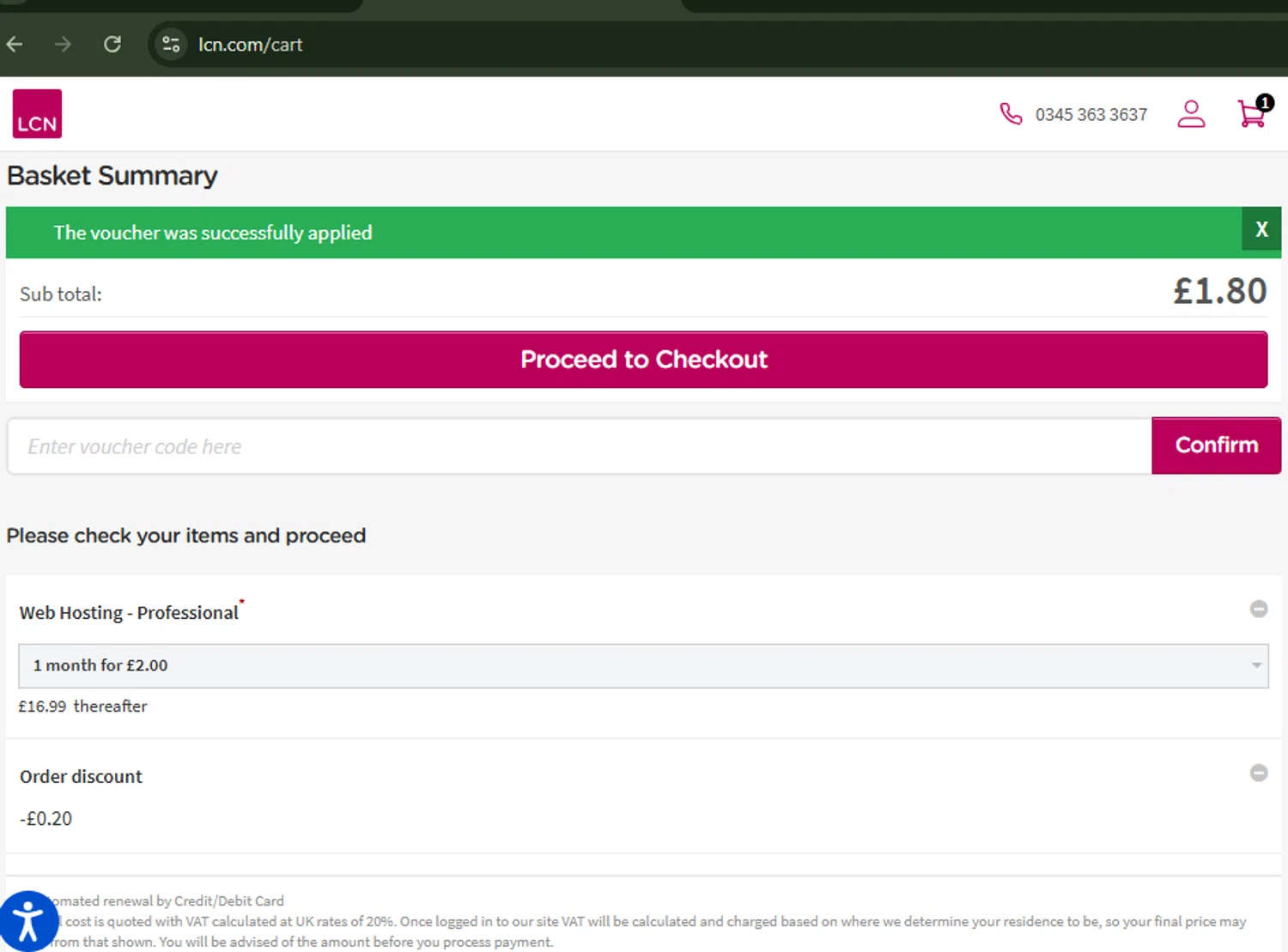 LCN.com promo code screenshot showing code ITSSAVED applied at LCN.com checkout page. Uploaded by SimplyCodes community member ShrewdBoss4152 on Sep 28, 2025