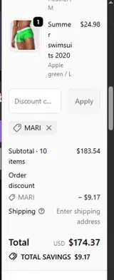 MARI coupon verification screenshot