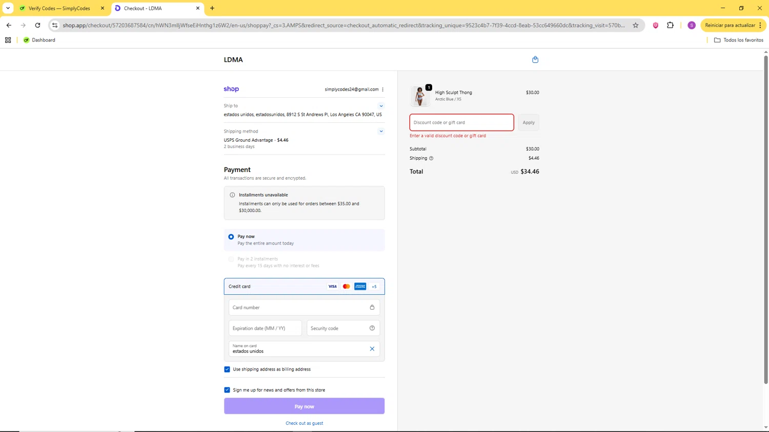 LDMA promo code screenshot showing code LDMA15 applied at LDMA checkout page. Uploaded by SimplyCodes community member CoinChaser799 on Oct 6, 2025
