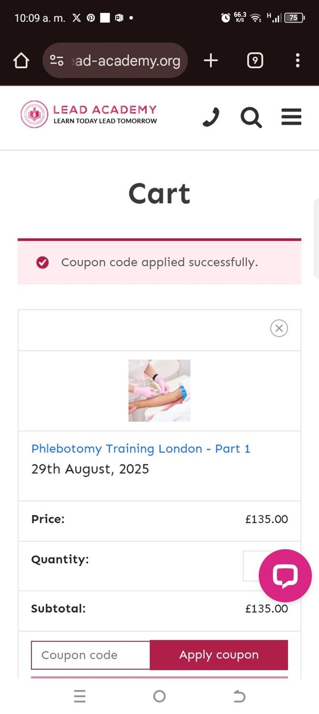 Lead Academy checkout page showing Lead Academy coupon code box | Screenshot taken by SimplyCodes community member on Aug 26, 2025