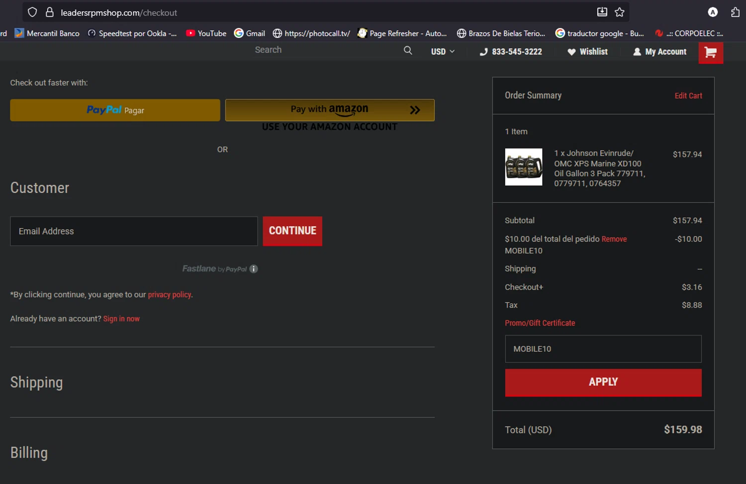Leaders RPM Shop promo code screenshot showing code MOBILE10 applied at Leaders RPM Shop checkout page. Uploaded by SimplyCodes community member aliriotrasmonte on Sep 26, 2025