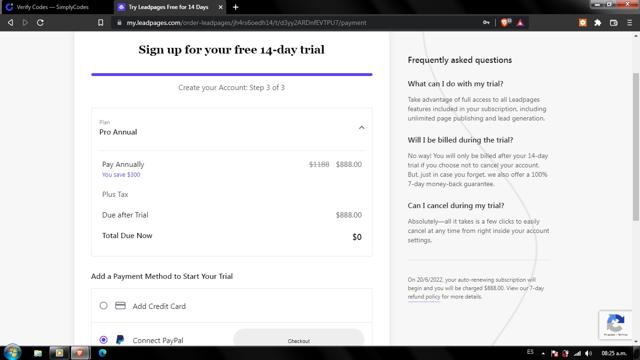 Leadpages checkout page showing Leadpages promo code box | Screenshot taken by SimplyCodes community member on Jun 6, 2022