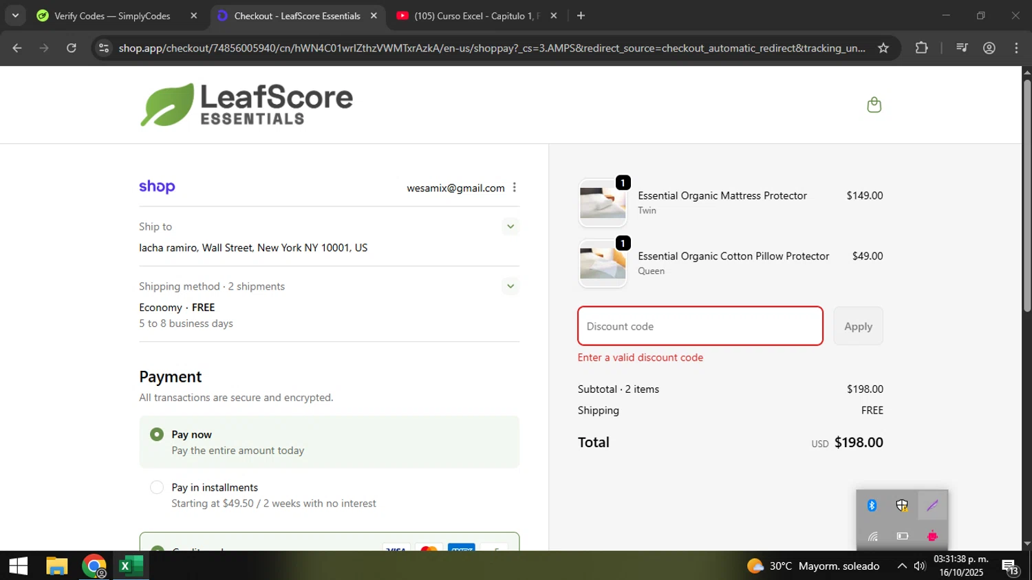 LeafScore promo code screenshot showing code DEMANDGREEN applied at LeafScore checkout page. Uploaded by SimplyCodes community member coder_916642691 on Oct 16, 2025