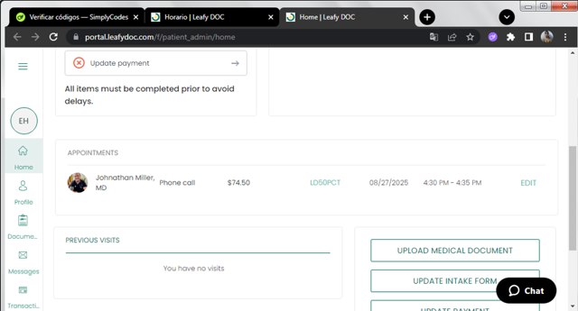 Leafy DOC checkout page showing Leafy DOC coupon code box | Screenshot taken by SimplyCodes community member on Aug 27, 2025
