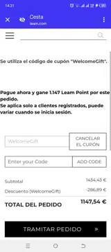 WelcomeGift coupon verification screenshot