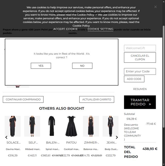 Leam checkout page showing Leam promo code box | Screenshot taken by SimplyCodes community member on Jul 31, 2025