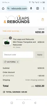 Victoria coupon verification screenshot