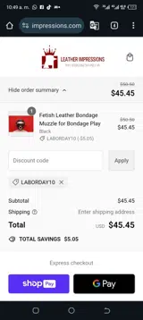 LABORDAY10 coupon verification screenshot