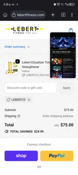 LEBERT25 coupon verification screenshot