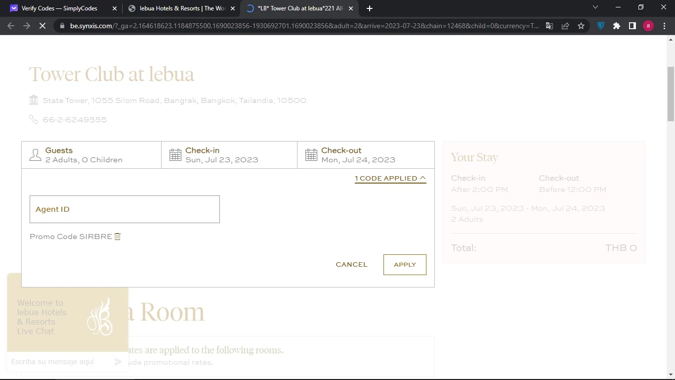 where to use Lebua promo code box