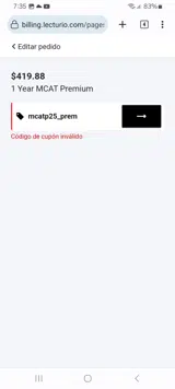 mcatp25_prem coupon verification screenshot