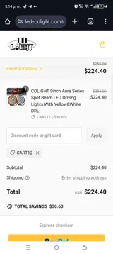 Cart12 coupon verification screenshot