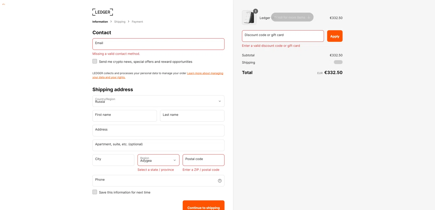 Ledger promo code screenshot showing code BANCOR-IN-LEDGER applied at Ledger checkout page. Uploaded by SimplyCodes community member ThriftyPhoenix5129 on Apr 29, 2025