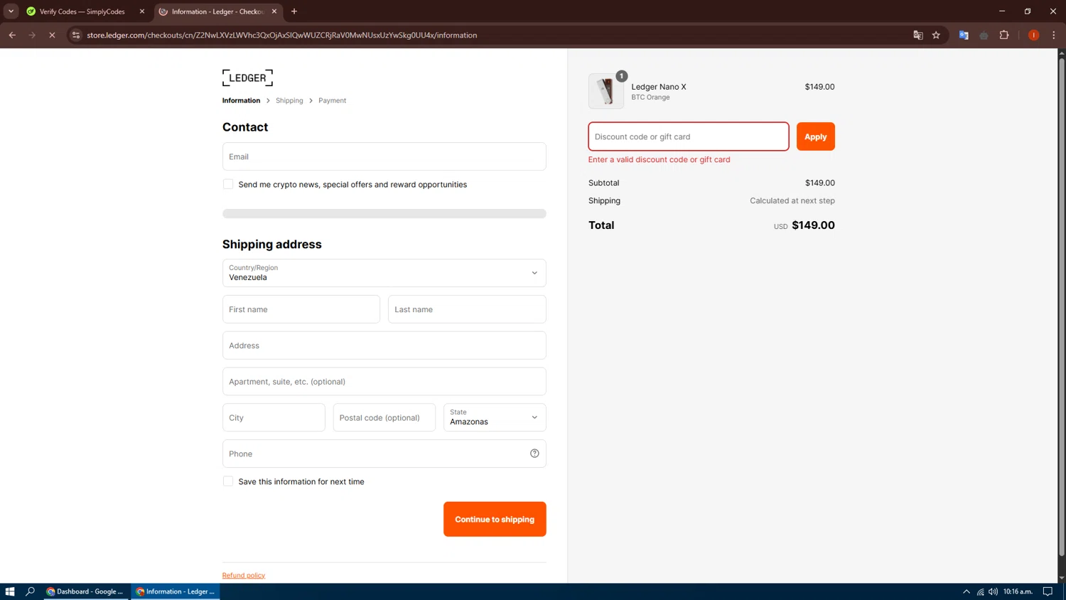 Ledger promo code screenshot showing code NYKNYC applied at Ledger checkout page. Uploaded by SimplyCodes community member TEAMSimplyCodes on Apr 29, 2025