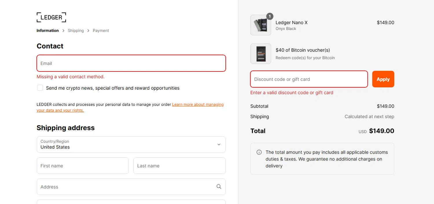Ledger promo code screenshot showing code 932b360db7c applied at Ledger checkout page. Uploaded by SimplyCodes community member FrugalKnight782 on Mar 31, 2025