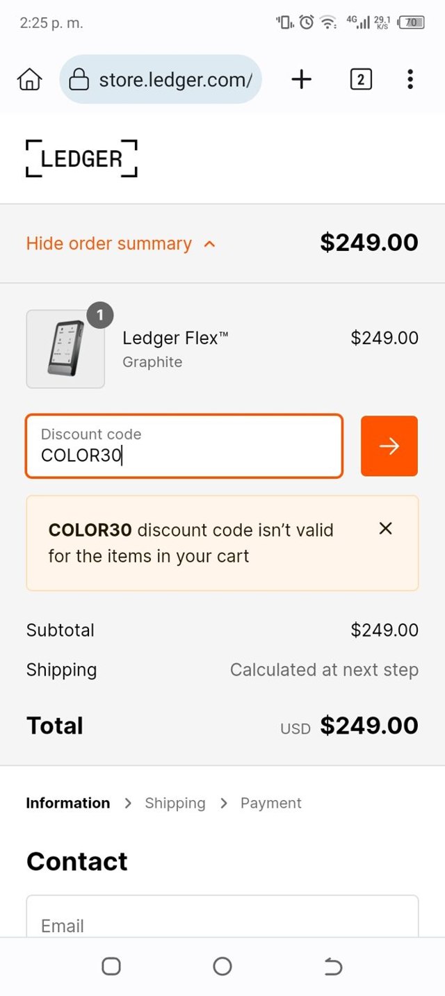 Ledger checkout page showing Ledger promo code box | Screenshot taken by SimplyCodes community member on Nov 9, 2024