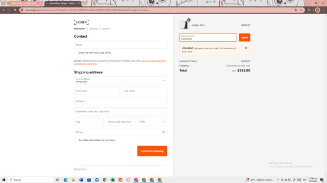 Ledger checkout page showing Ledger promo code box | Screenshot taken by SimplyCodes community member on Sep 14, 2024