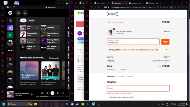 Ledger checkout page showing Ledger promo code box | Screenshot taken by SimplyCodes community member on Nov 18, 2024