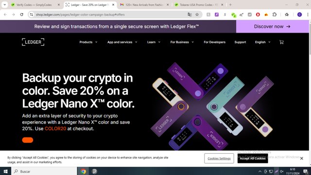 Ledger checkout page showing Ledger promo code box | Screenshot taken by SimplyCodes community member on Nov 11, 2024
