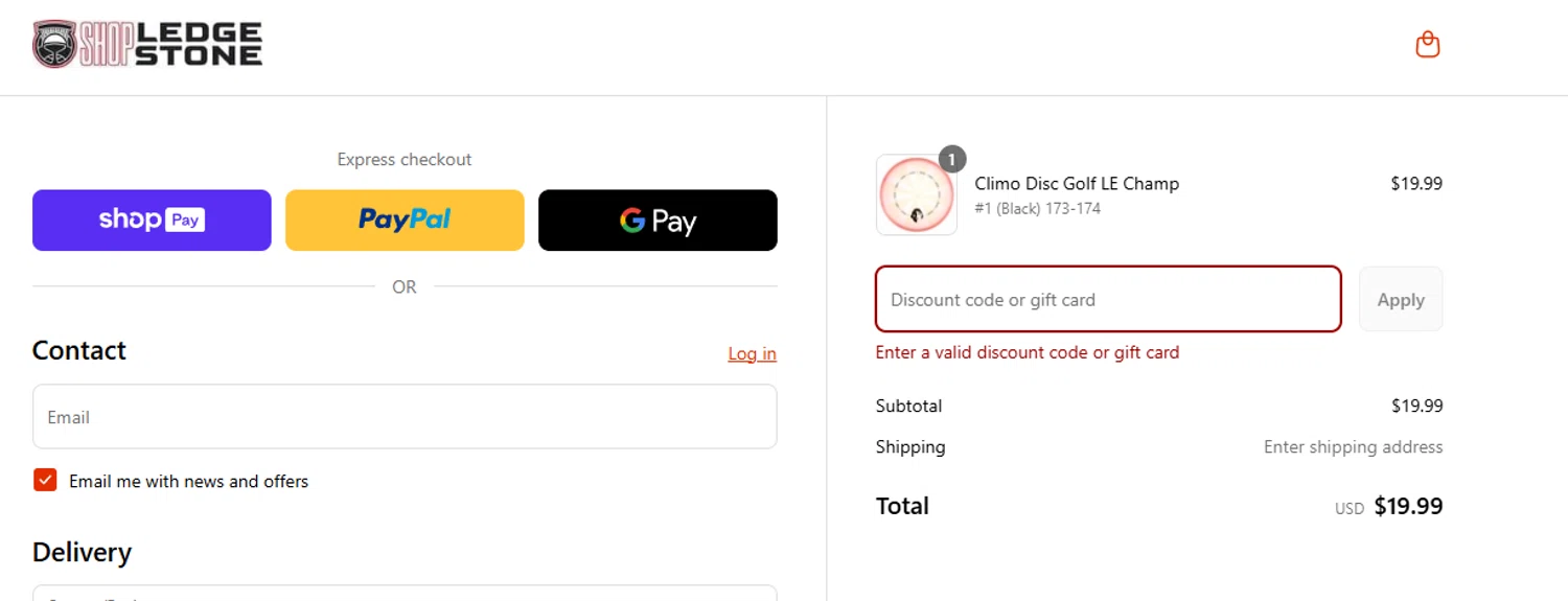 Ledgestone discount code screenshot showing code TrustTheCircle applied at Ledgestone checkout page. Uploaded by SimplyCodes community member PIONEER01 on Jun 22, 2025