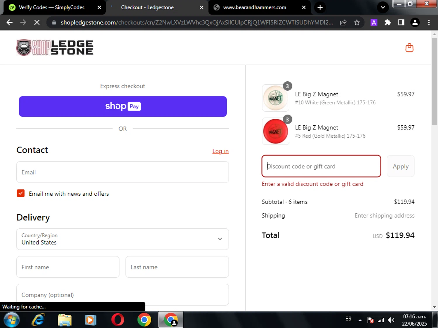 Ledgestone discount code screenshot showing code TrustTheCircle applied at Ledgestone checkout page. Uploaded by SimplyCodes community member miguel02 on Jun 22, 2025