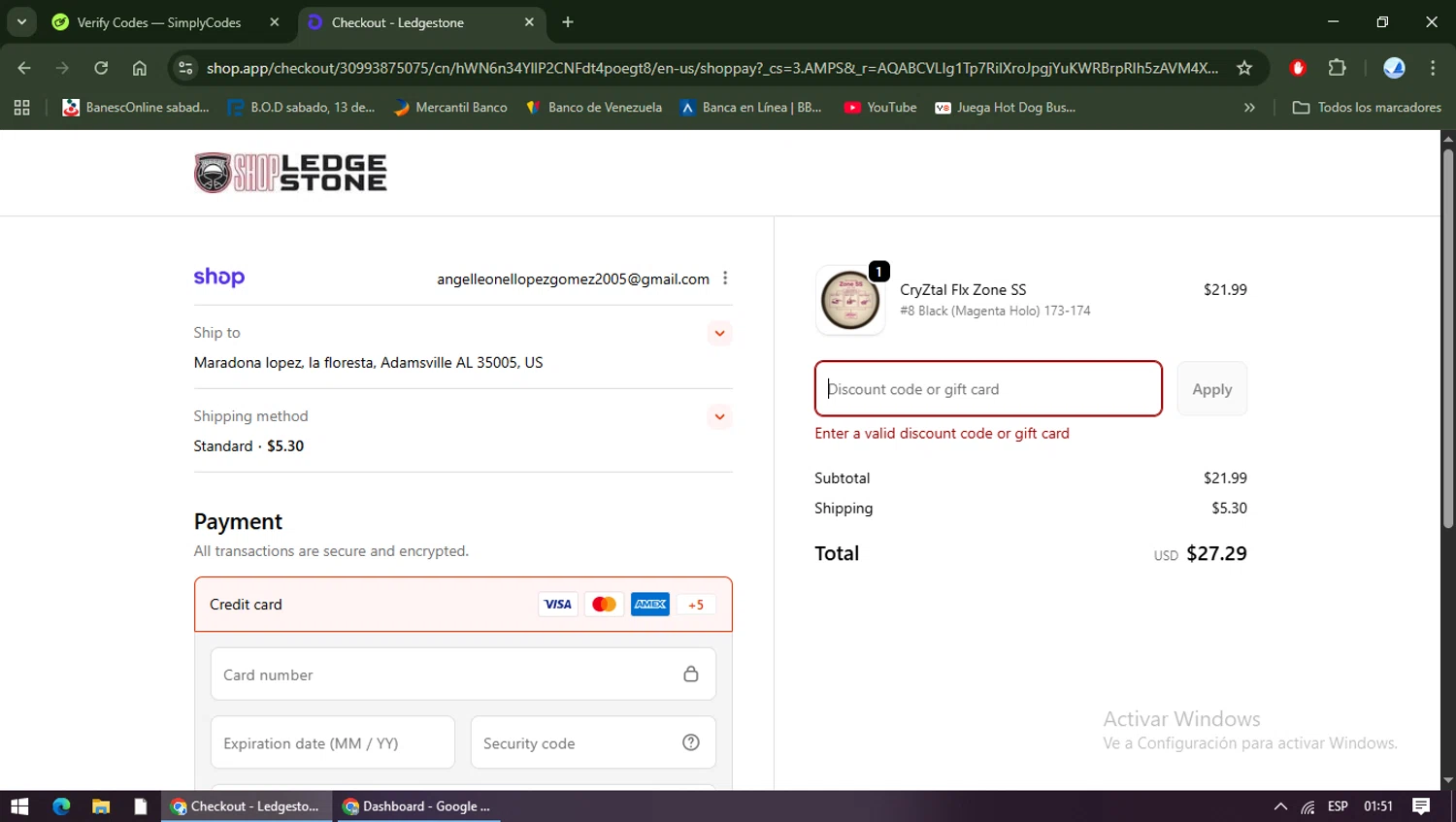 Ledgestone discount code screenshot showing code CAPRAP30 applied at Ledgestone checkout page. Uploaded by SimplyCodes community member TreasureShopper9156 on Dec 24, 2025