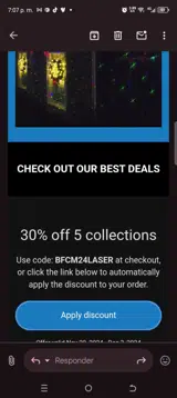 BFCM24LASER coupon verification screenshot