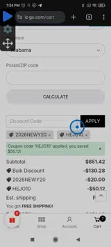 HEJO10 coupon verification screenshot