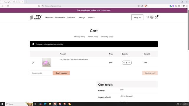 LED Technologies checkout page showing LED Technologies promo code box | Screenshot taken by SimplyCodes community member on Aug 10, 2025
