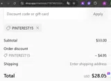 PINTEREST15 coupon verification screenshot
