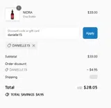danielle15 coupon verification screenshot
