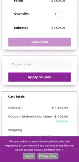 Biohackingbrittany coupon verification screenshot