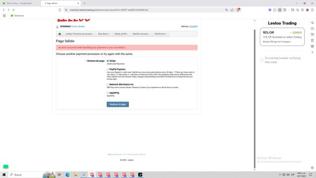 Leeloo Trading checkout page showing Leeloo Trading discount code box | Screenshot taken by SimplyCodes community member on Jul 23, 2025