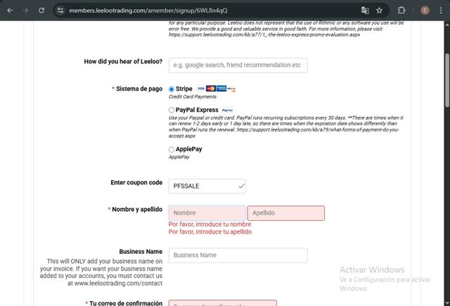 Leeloo Trading checkout page showing Leeloo Trading discount code box | Screenshot taken by SimplyCodes community member on Jul 8, 2025