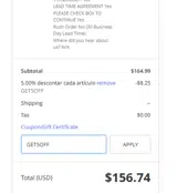 GET5OFF coupon verification screenshot