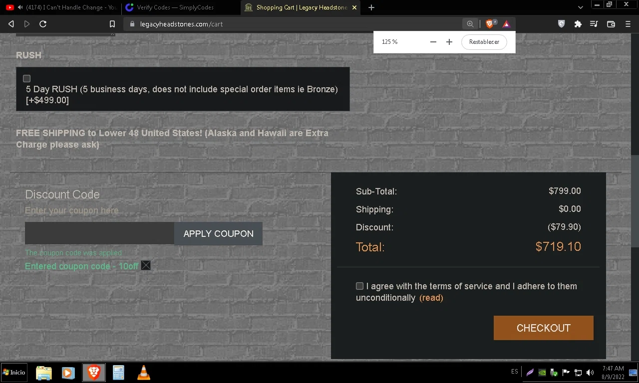where to use Legacy Headstones promo code box