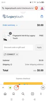 LegacyTouch coupon verification screenshot