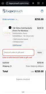 LegacyTouch coupon verification screenshot