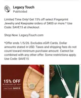 LegacyTouch coupon verification screenshot