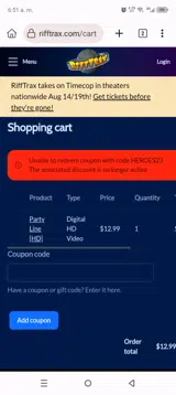 HEROES23 coupon verification screenshot