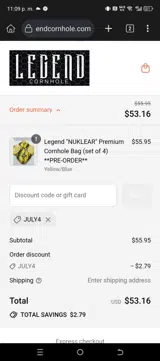 JULY4 coupon verification screenshot